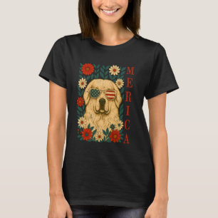 Vintage Great Pyrenees Hund Merica USA Sonnenbrill T-Shirt