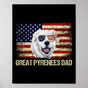 Vintage Great Pyrenees Vater Amerikanische Flagge Poster
