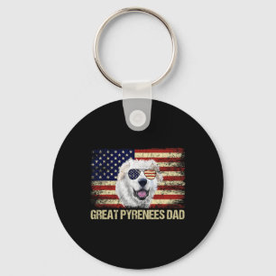 Vintage Great Pyrenees Vater Amerikanische Flagge Schlüsselanhänger
