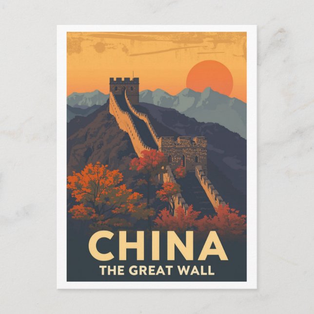 Vintage Great Wall of China Postkarte (Vorderseite)