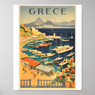 Vintage Greece Travel 70s Posters Poster