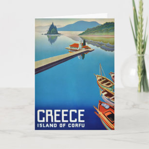 Vintage Greece Travel - Island of Corfu Karte