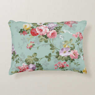 Vintage Green Floral Design Dekokissen