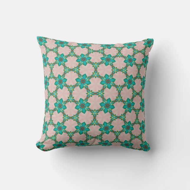 Vintage Green Flower Pattern Pillow Kissen (Vorderseite)