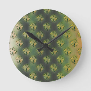 Vintage Green, grey and orange shamrock St. Patric Runde Wanduhr