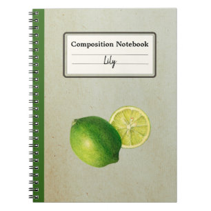 Vintage Green Lemon Illustration Personalisiert Co Notizblock