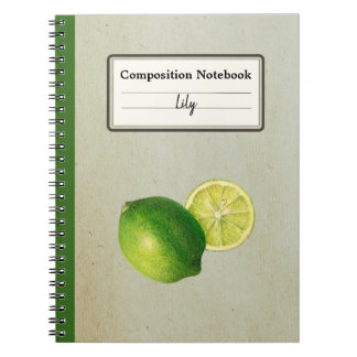 Vintage Green Lemon Illustration Personalisiert Co Notizblock