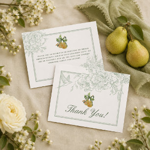 Vintage Green Perfect Pear Brautparty Dankeschön Begleitkarte