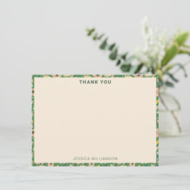 Vintage Green Pink Floral Graduation Party Custom Dankeskarte
