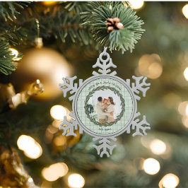 Vintage Green Plaid Photo Schneeflocken Zinn-Ornament