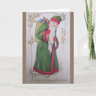 Vintage Green Robed Weihnachtskarte Feiertagskarte