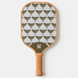 Vintage Green Silver Retro Moth Pickleball Paddle