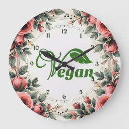 Vintage Green Vegan Logo Leaf by Bearnd Große Wanduhr