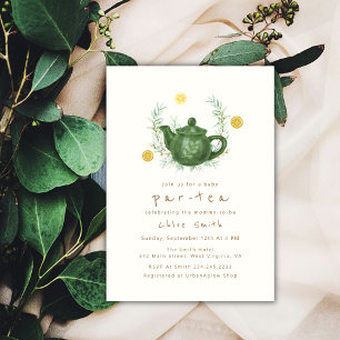 Vintage Greenery Orange Par-Tea Baby Shower Einladung