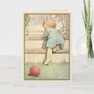Vintage Greeting Card with Sweet Baby Illustration Karte