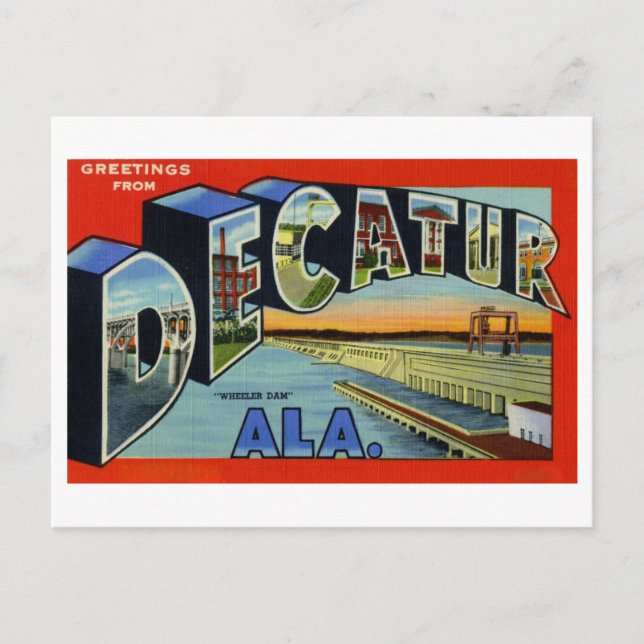 Vintage Greetings from Decatur, Alabama Postkarte (Vorderseite)