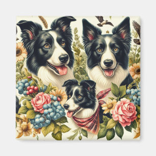 Vintage Grenz-Collie-Illustration Magnet