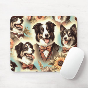 Vintage Grenz-Collie-Luustration Mousepad