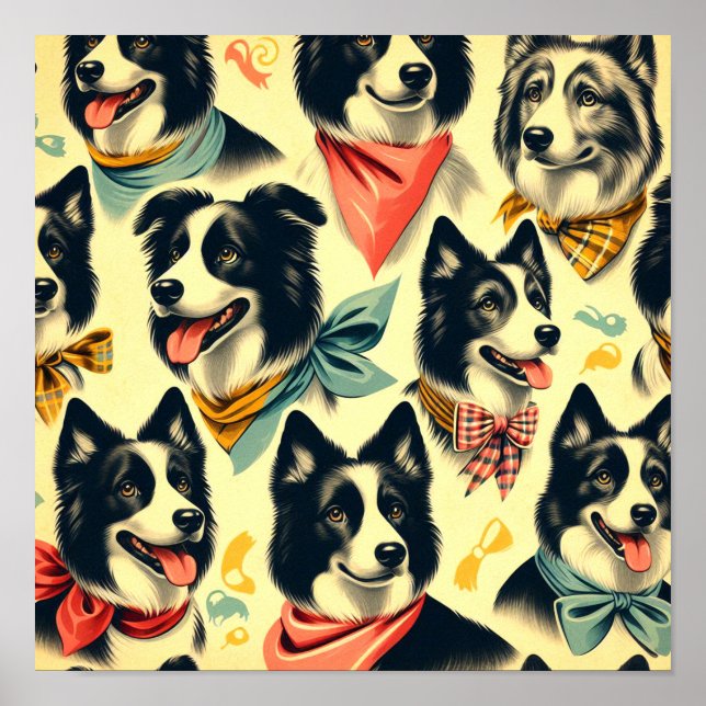 Vintage Grenze Collie Seamless Poster (Vorne)