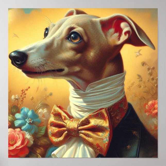 Vintage Greyhound-Dog-Malerei Poster (Vorne)