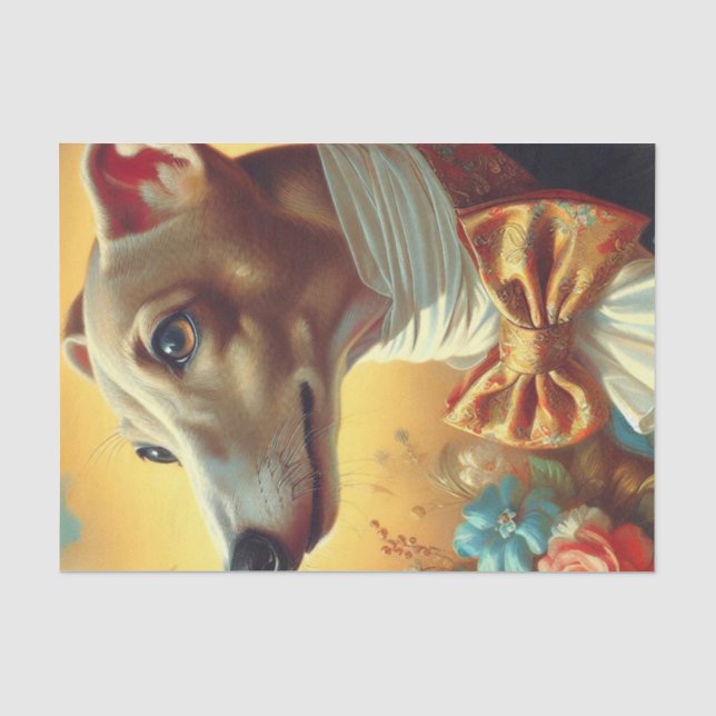 Vintage Greyhound-Dog-Malerei Seidenpapier (Vorderseite)