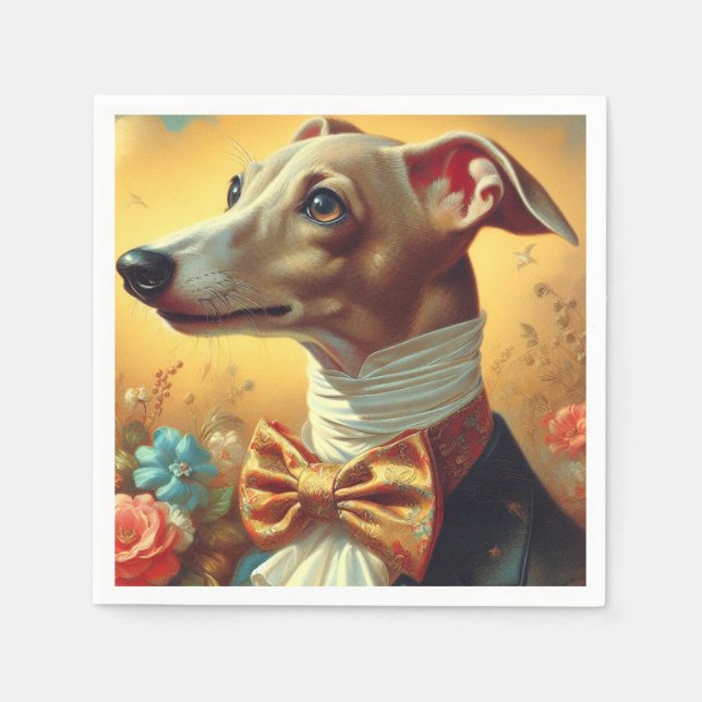 Vintage Greyhound-Dog-Malerei Serviette (Vorderseite)