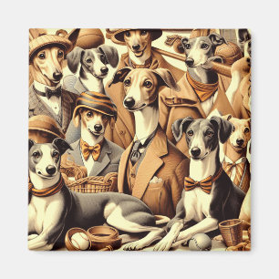 Vintage Greyhound Illustration Magnet