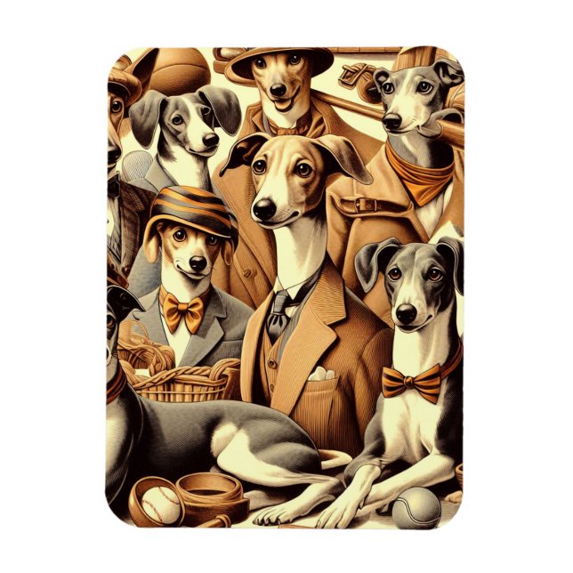 Vintage Greyhound Illustration Magnet (Vertikal)