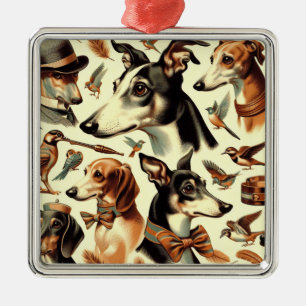 Vintage Greyhound Illustration Ornament Aus Metall