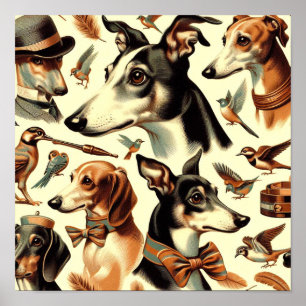 Vintage Greyhound Illustration Poster