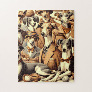 Vintage Greyhound Illustration Puzzle