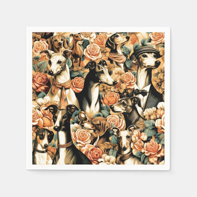 Vintage Greyhound Illustration Serviette (Vorderseite)