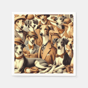 Vintage Greyhound Illustration Serviette