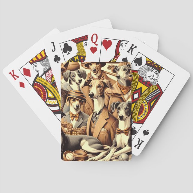 Vintage Greyhound Illustration Spielkarten (Rückseite)