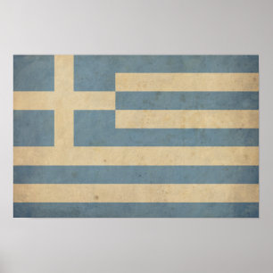 Vintage Griechenland-Flagge Poster