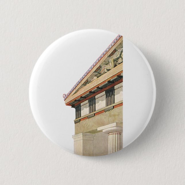 Vintage griechische Architektur, Athena-Tempel Button (Vorderseite)