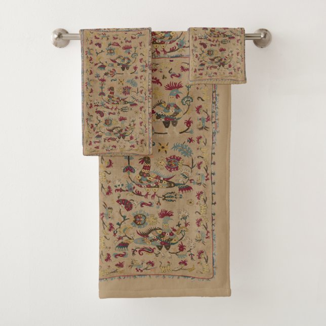 Vintage griechische Design Vögel Badhandtuch Set (Insitu)