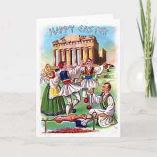 Vintage griechische Osterkarte auf Englisch Feiertagskarte