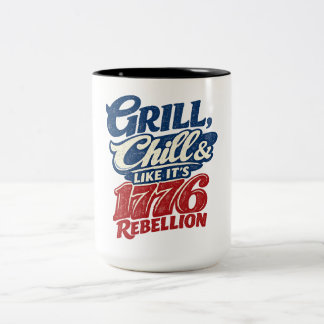 Vintage Grill Chill 1776 Rebellion Patriotisch Zweifarbige Tasse