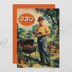 Vintage GRILLEN Freude: Klassischer Backyard Cooko Einladung