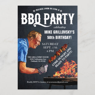 Vintage GRILLEN Geburtstagsparty Einladungen Chalk