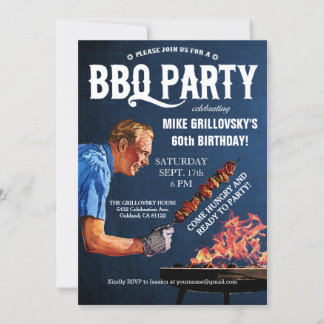 Vintage GRILLEN Geburtstagsparty Einladungen Chalk