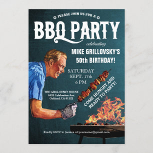 Vintage GRILLEN Geburtstagsparty Einladungen Chalk