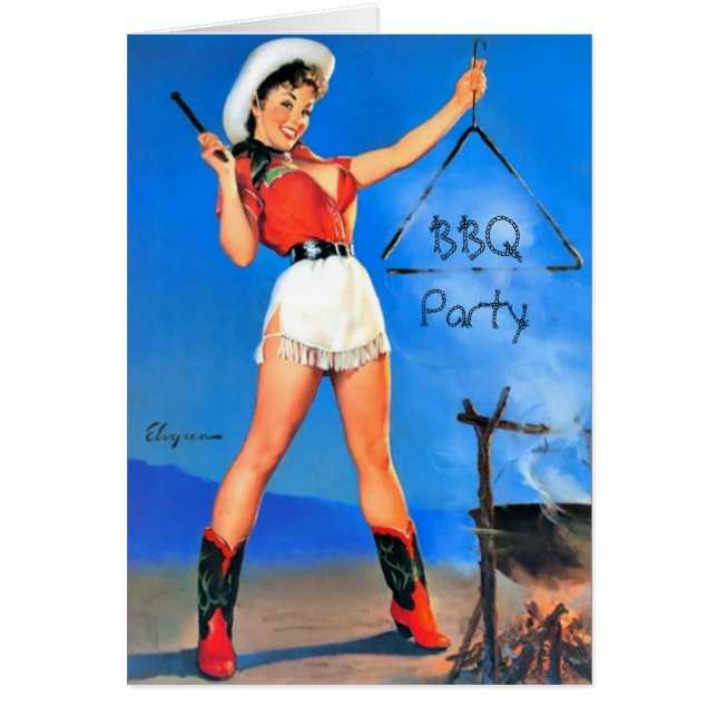 Vintage GRILLEN Party Einladung (Vorne)