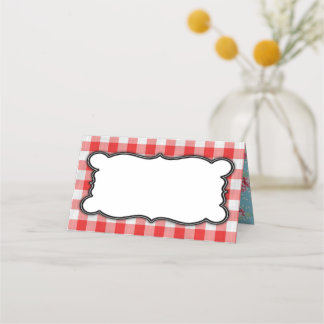Vintage GRILLEN Place/Food Zent Cards, Gingham Platzkarte