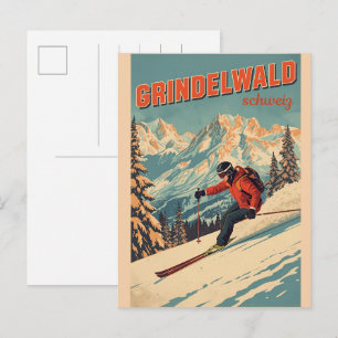 Vintage Grindelwald Dorf Schweiz Natur Geschenk Postkarte