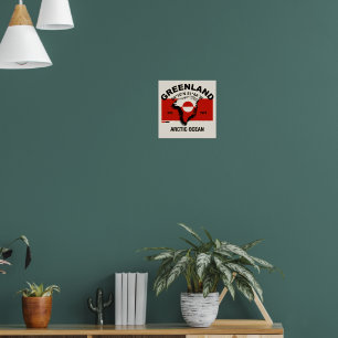 Vintage-Grönland-Kartenlogo - Arktische Sonne Est. Poster