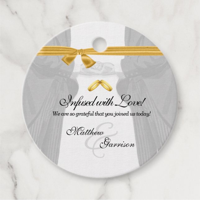 Vintage Grooms Gay Wedding mit Foto Geschenkanhänger (Vorderseite)