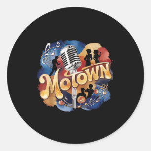 Vintage Groovy Motown-Musik Aquarell-Kunst  Runder Aufkleber