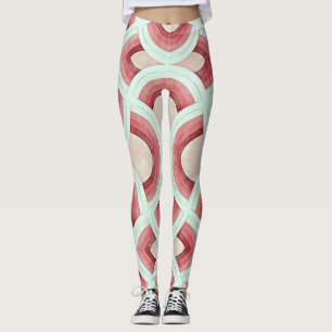 Vıntage Groovy Regenbogen Design in Korallen und W Leggings
